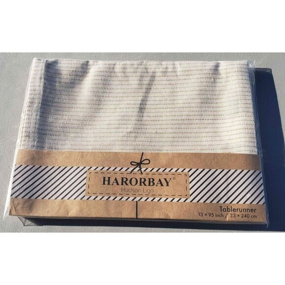 Beige Striped Country Style Classic 13 X 95 Table Runner Washable & Reusable NEW - Picture 4 of 6